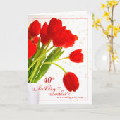 Carte 40e anniversaire Feminine Red Tulips Card (Fleur jaune)