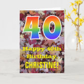 Carte 40e anniversaire; Feuilles d'automne rustiques; Ar (Fleur jaune)