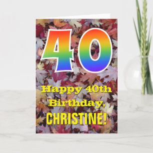 Carte 40e anniversaire; Feuilles d'automne rustiques; Ar