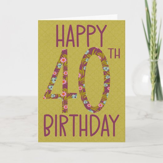 Carte 40e anniversaire Floral (Devant)