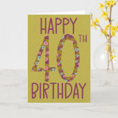 Carte 40e anniversaire Floral (Fleur jaune)
