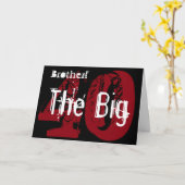 Carte 40e anniversaire, frère, blanc, noir, rouge. (Fleur jaune)