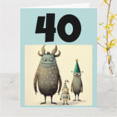 CARTE 40E ANNIVERSAIRE FUNNY GREETING CARD (Fleur jaune)