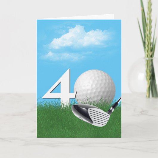 Carte 40e Anniversaire Golf Ball In Grass (Devant)