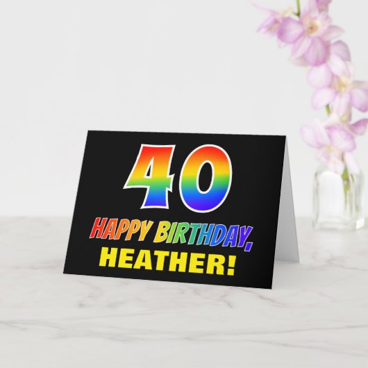 Carte 40e anniversaire : Gras, Amusant, Simple, Arc-en-c (Orchidée)