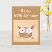Carte 40e anniversaire Humour amusant Chouette choquée O (Fleur jaune)