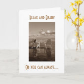 Carte 40e ANNIVERSAIRE HUMOUR-RELAX-PARTI COMME PAS DEMA (Fleur jaune)