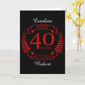 Carte 40e ANNIVERSAIRE Mariage RUBY (Fleur jaune)