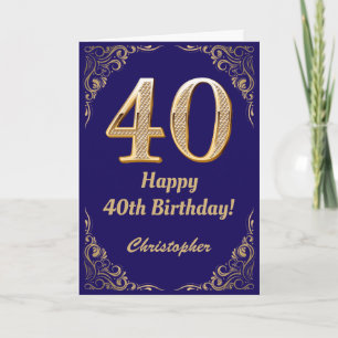 Carte 40e anniversaire Marine Parties scintillant bleu e