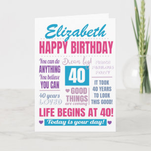 Carte 40e anniversaire moderne