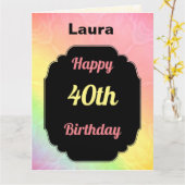 Carte 40e anniversaire moderne et coloré (Fleur jaune)