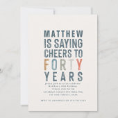 Carte 40e anniversaire moderne rustique classe typograph (Devant)