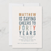 Carte 40e anniversaire moderne rustique classe typograph (Devant)