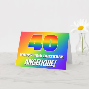 Carte 40e anniversaire : Motif Rainbow multicolore # 40