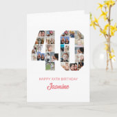 Carte 40e anniversaire Numéro 40 Photo Collage personnal (Fleur jaune)