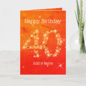 Carte 40e Anniversaire - Numéro d'étoile Lueur Rouge Ora (Devant)