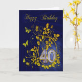 Carte 40e anniversaire papillons dorés (Fleur jaune)