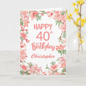 Carte 40e anniversaire Peach Peonies rose Aquarelle Flor (Fleur jaune)