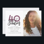 Carte 40e anniversaire photo 40 & fabuleux moderne color<br><div class="desc">Faire 40 look,  soixante-dix et fabuleuse invitation d'anniversaire photo. Design de typographie de texte de script moderne. Partie d'une collection. Les couleurs peuvent être changées.</div>