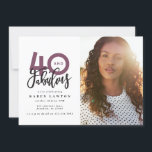 Carte 40e anniversaire photo 40 & fabuleux moderne color<br><div class="desc">Faire 40 look,  soixante-dix et fabuleuse invitation d'anniversaire photo. Design de typographie de texte de script moderne. Partie d'une collection. Les couleurs peuvent être changées.</div>