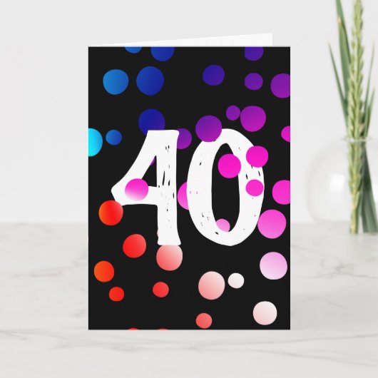 Carte 40e Anniversaire Points Arc-en-ciel sur Noir (Devant)