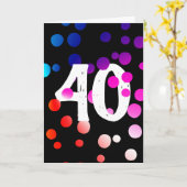 Carte 40e Anniversaire Points Arc-en-ciel sur Noir (Fleur jaune)