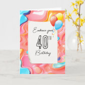 Carte 40e anniversaire Psychedelic 3D Abstrait (Fleur jaune)