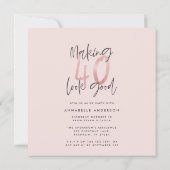 Carte 40e anniversaire rose girly parties scintillant ph (Dos)