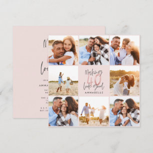 Carte 40e anniversaire rose girly parties scintillant ph