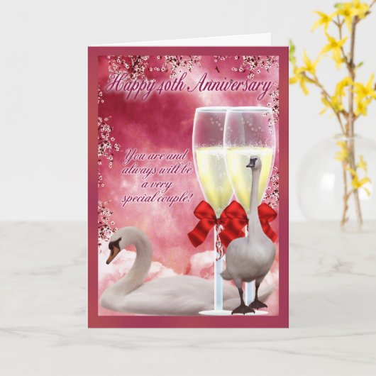 Carte 40e anniversaire - Ruby Anniversaire (Fleur jaune)