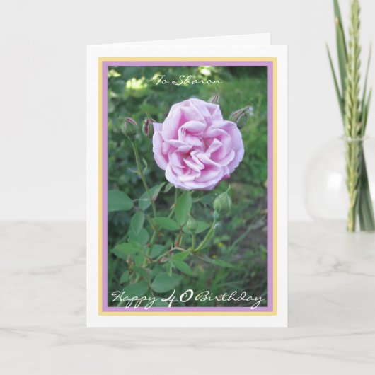 Carte 40e anniversaire Sharon Rose Elegant Gold Frame (Devant)