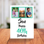 Carte 40e anniversaire Son vert photo moderne Collage<br><div class="desc">Mettez un sourire sur un visage avec cette carte de collage photo personnalisée 3 de 40e anniversaire pour votre fils. - Cliquez simplement pour personnaliser ce design 🔥 Mes promesses - Ce design est unique et conçu avec vous en tête 🙏 Merci pour soutenir ma petite entreprise - Si vous...</div>