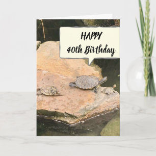 Carte **40e ANNIVERSAIRE** SOUHAITS DE TORTUES COMIQUES