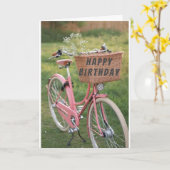 Carte **40e ANNIVERSAIRE** SOUHAITS ET UN JOLI VÉLO COOL (Fleur jaune)