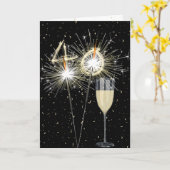 Carte 40e anniversaire Sparklers avec vin (Fleur jaune)