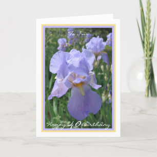 Carte 40e anniversaire violet Iris élégant cadre doré
