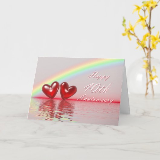 Carte 40e Anniversary Ruby Hearts (Fleur jaune)