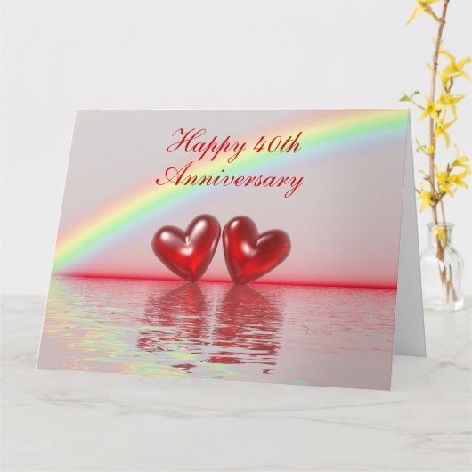 Carte 40e Anniversary Ruby Hearts (Fleur jaune)