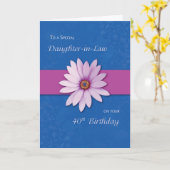 Carte 40e Belle-fille Anniversaire Fête Rose violet (Fleur jaune)