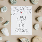 Carte 40e Mariage Ruby Anniversaire Red Heart Swing Card