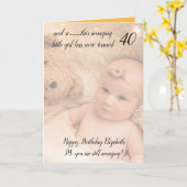 Carte 40e photo d'anniversaire jaune et noir encore extr (Fleur jaune)