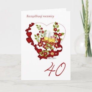 Carte 40ème anniversaire de Mariage polonais avec Champa