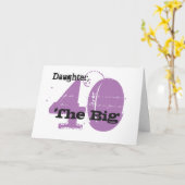 Carte 40ème anniversaire fille, texte noir & mauve, blan (Fleur jaune)