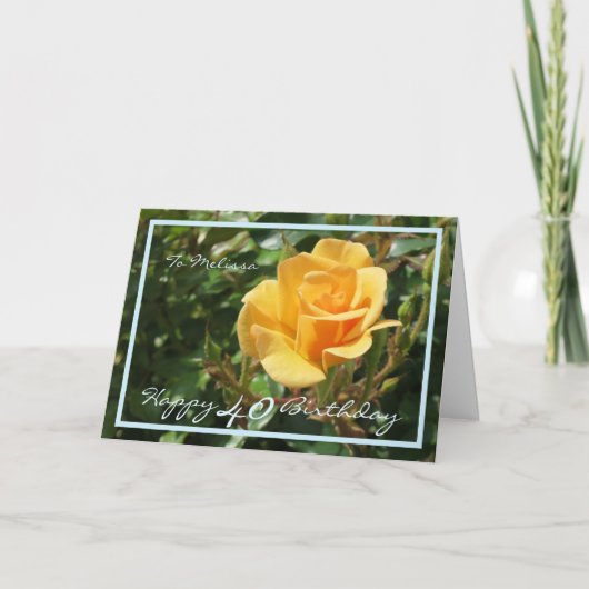Carte 40ème Anniversaire Melissa Rose jaune Elegant Gold (Devant)