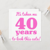 Carte 40ème anniversaire mignon pour les femmes (Devant/Arrière en situation)