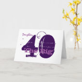 Carte 40ème anniversaire pour fille, texte violet sur bl (Fleur jaune)