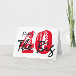 Carte 40ème anniversaire pour soeur, noir, texte rouge,