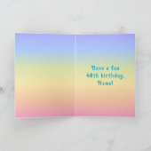 Carte 40th Birthday — Fun Cake & Candles, w/ Custom Name (Intérieur)