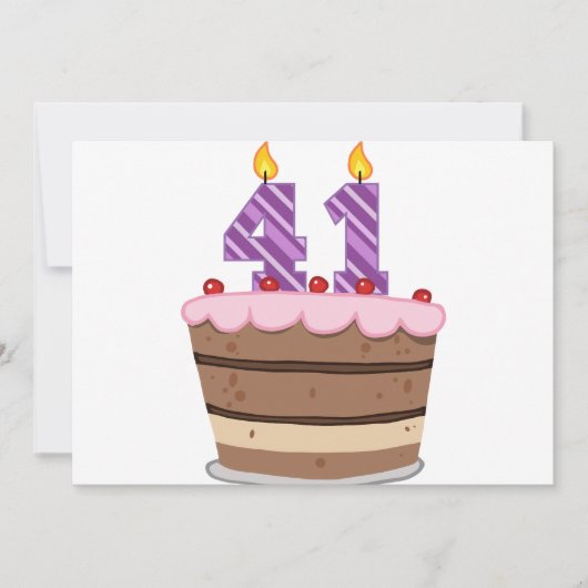Carte 41 ans sur le gâteau d'anniversaire (Devant)
