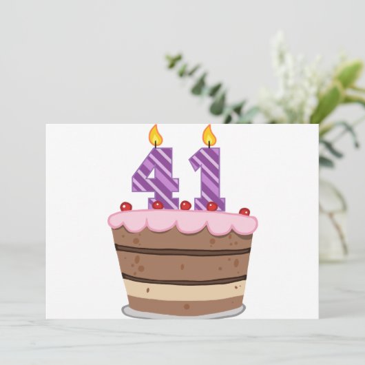 Carte 41 ans sur le gâteau d'anniversaire (Debout devant)